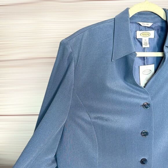 NWT Talbots Silk Blue Blazer Jacket Lined V-neck size 16 Vintage Excellent - Picture 6 of 12